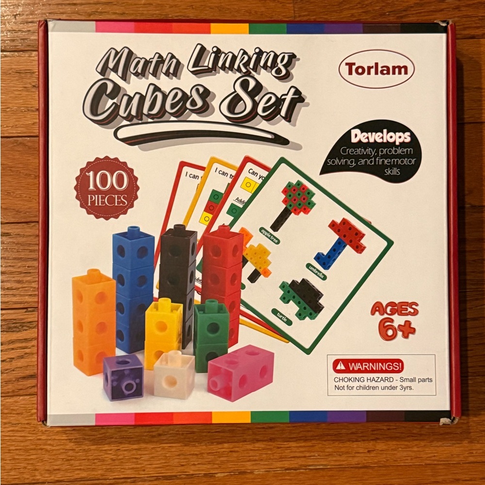Math Linking Cubes Set - 100 Pieces - Colorful Learning Blocks NIB